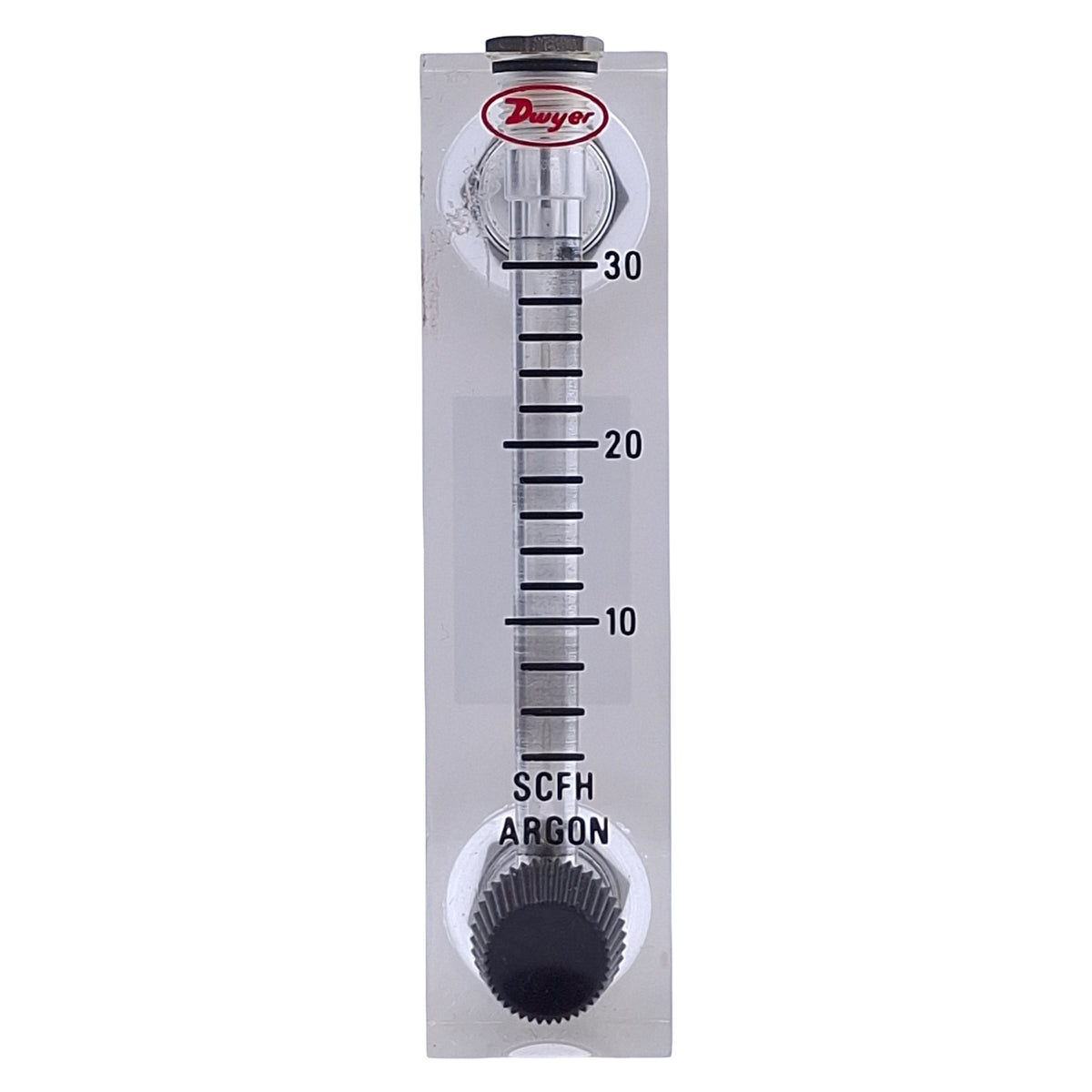 Used Dwyer VFA-6-SSV Flow Meter 4-30SCFH Argon, 1/8 NPT, 100psi 120°F Max, 2in Length