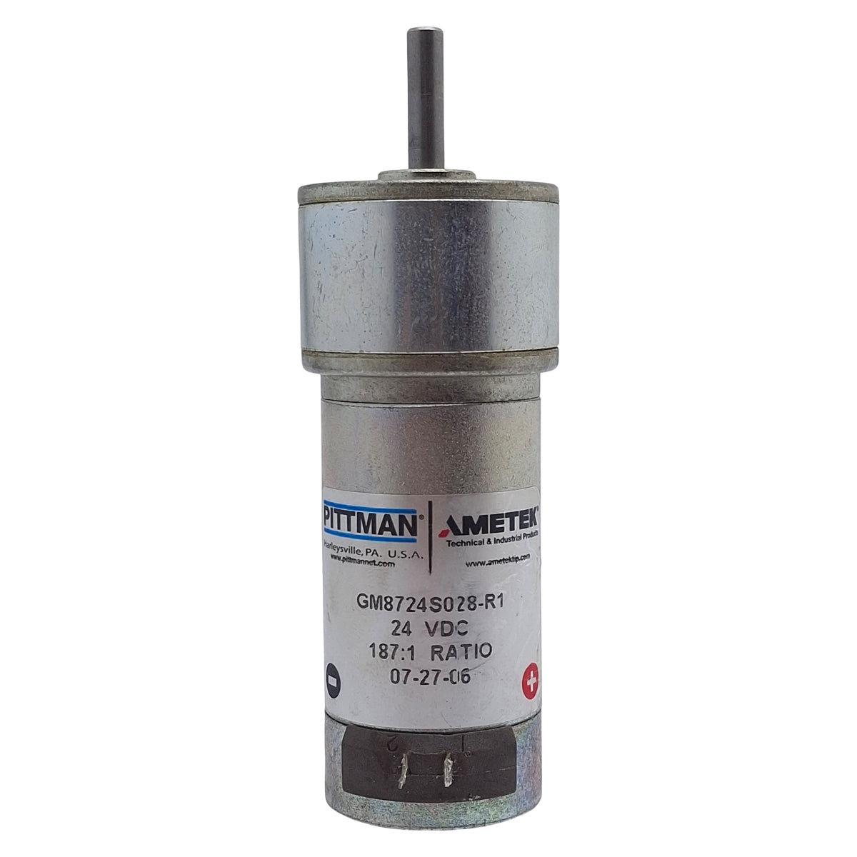 Used Ametek Pittman GM8724S028-R1 Brush Commutated DC Gearmotor, 187:1 Ratio, 24VDC