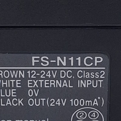 Used Keyence FS-N11CP Digital Fiber Optic Amplifier, PNP, 12-24VDC, 100mA, 4-Pin M8