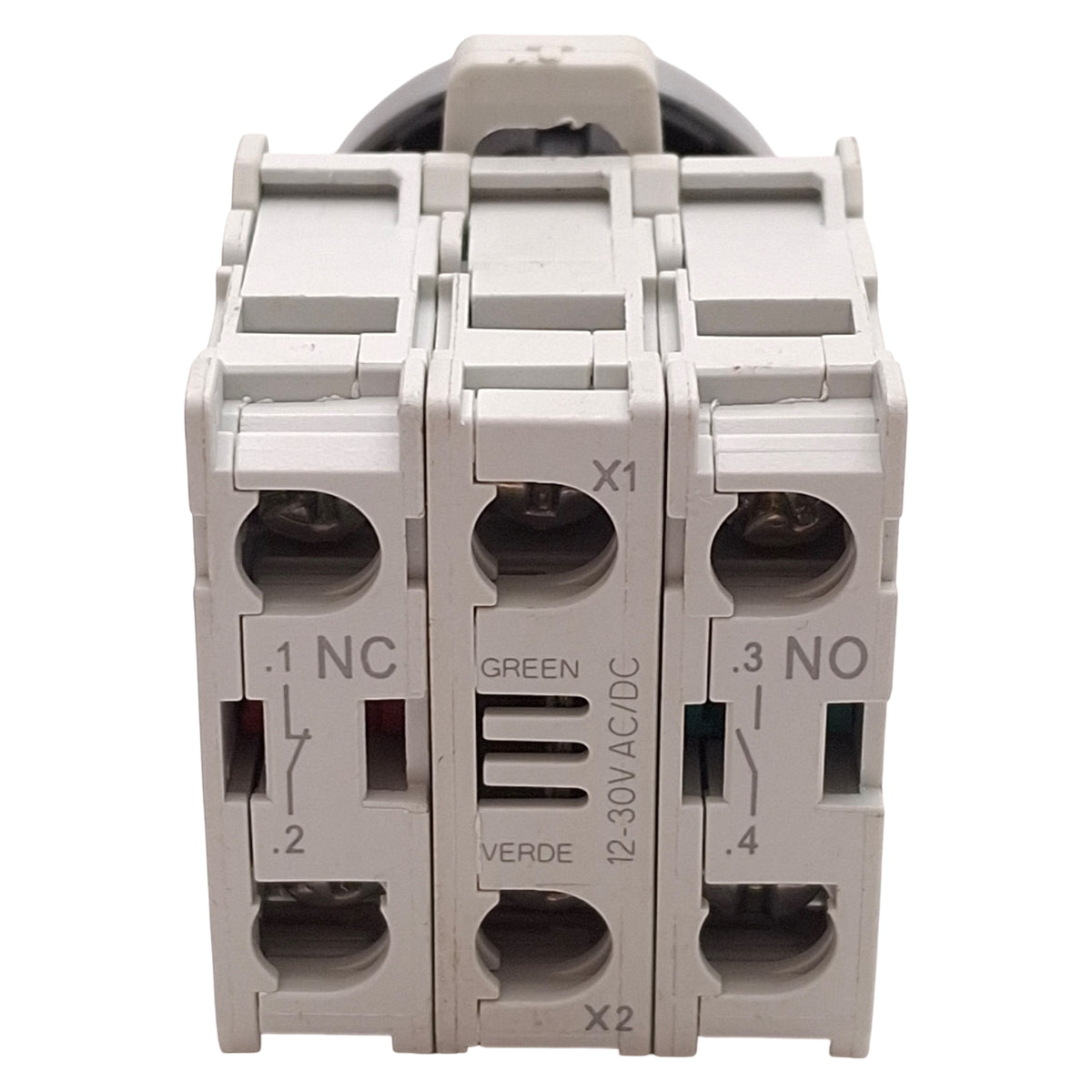 Used Lovato LPCBL103 Illuminated Green Momentary Flush Pushbutton 1NO+1NC 12-30VAC/DC