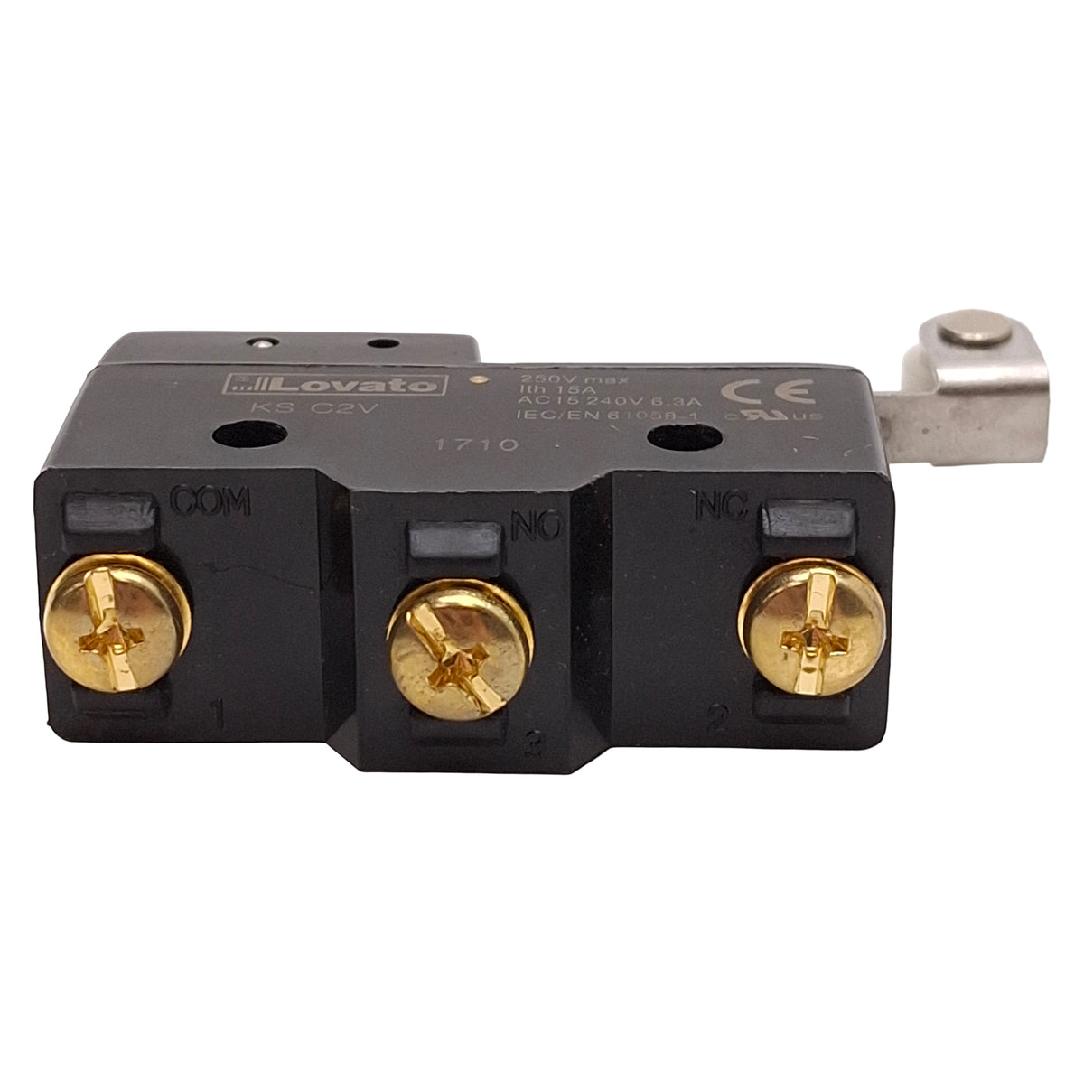 Used Lot of 2 Lovato KSC2V Plastic Micro Switch, 48.5mm Roller Lever, 1NO+1NC, 240VAC
