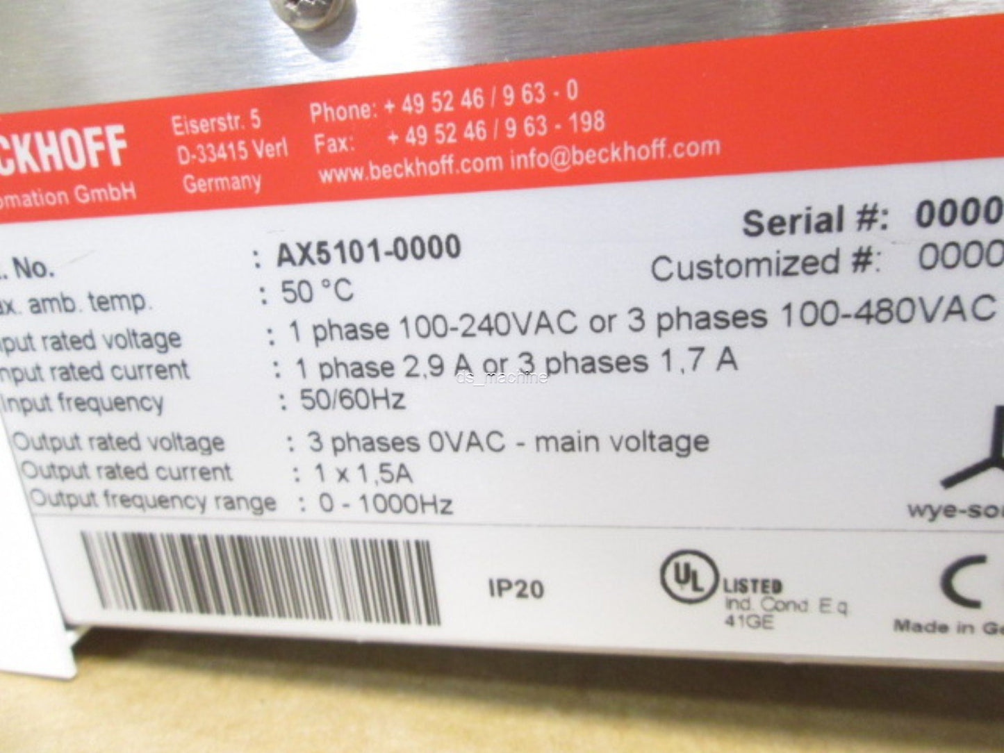 New Beckhoff AX5101-0000 Servo Drive