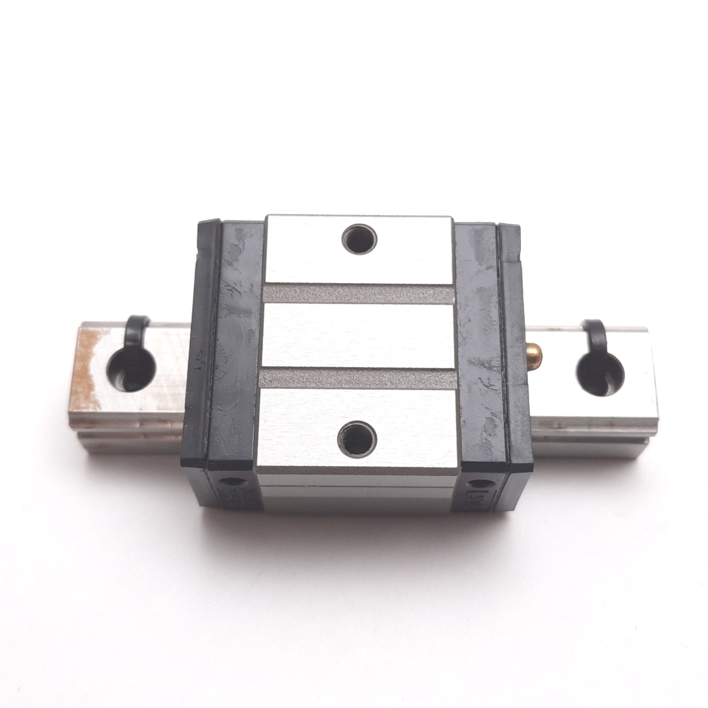 Used NSK LS15 Linear Bearing Block on 3" Rail, Block: 1.34" x 1.58" x 0.95" High