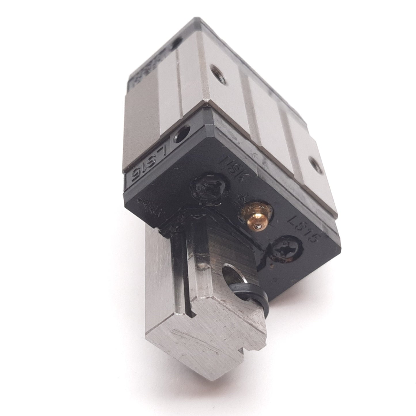 Used NSK LS15 Linear Bearing Block on 3" Rail, Block: 1.34" x 1.58" x 0.95" High