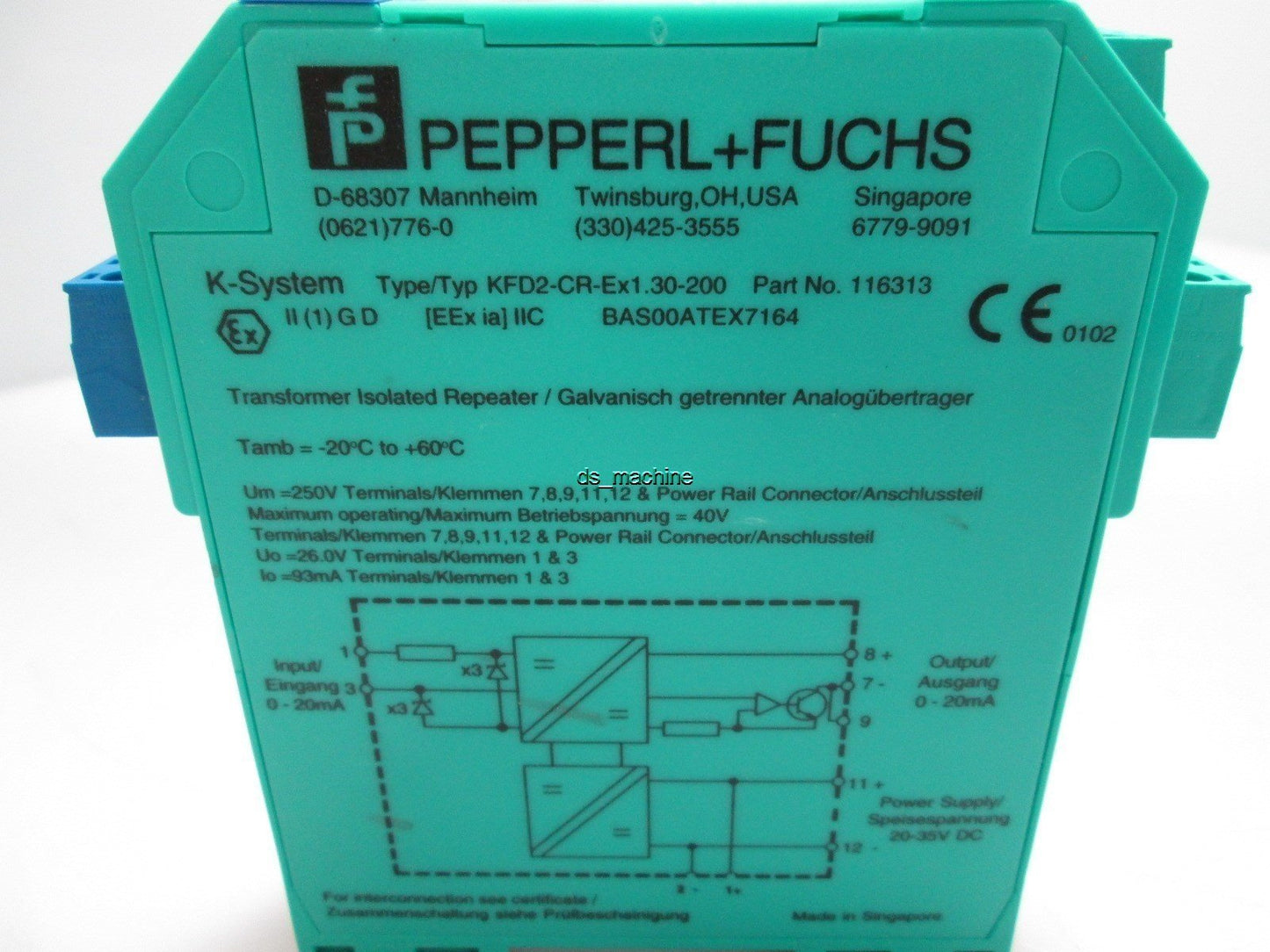 Used Pepperl Fuchs KFD2-CR-EX1.30-200 Transformer Isolated Repeater 0-20mA