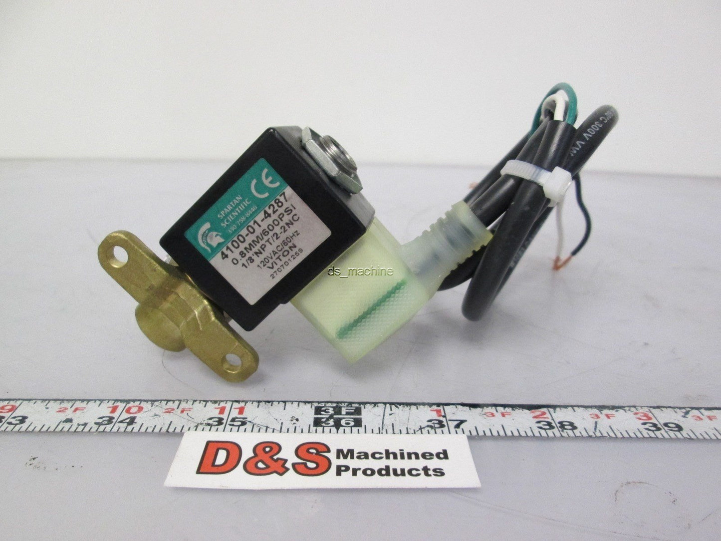 Used Spartan Scientific 4100-01-4287 Solenoid Valve 1/8" NPT 120VAC 600PSI Viton