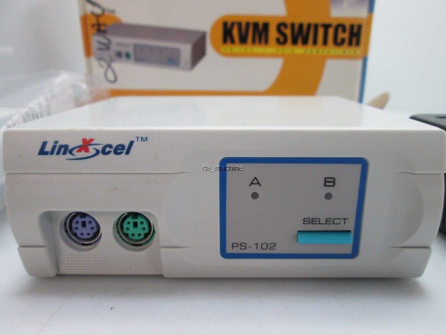 Used LinXCel PS-102 KVM Switch, 9VDC, 500mA