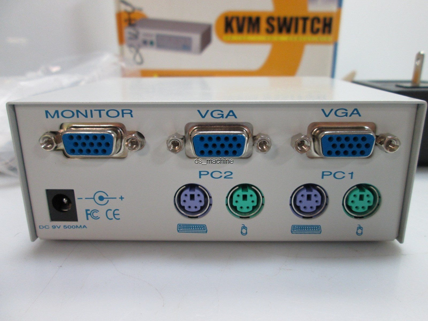 Used LinXCel PS-102 KVM Switch, 9VDC, 500mA