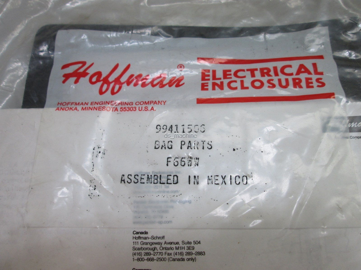 New in Bag Hoffman F66WW 99411506 Wireway Gasket Bag Parts