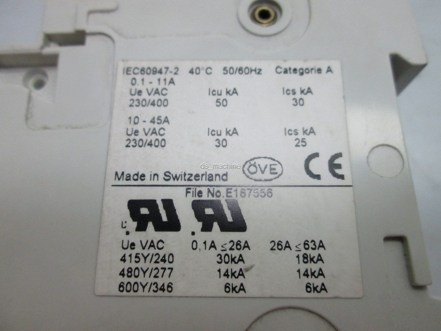 Used ABB S502 K-2.1 Circuit Breaker, 2-Pole, 230/400V, 50kA ~ 690V