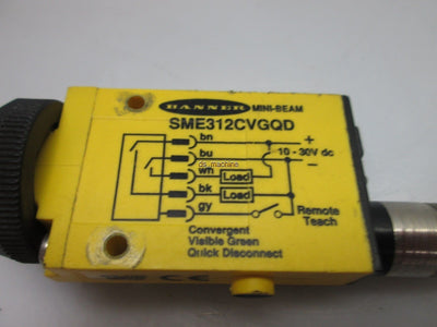 Used Banner SME312CVGQD Mini-Beam Expert Visible Green 525nm Convergent