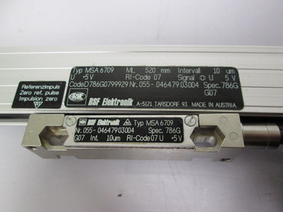 Used RSF Elektronik MSA6709 ML 520mm 25æm Resolution 5VDC Signal w/ Read Head