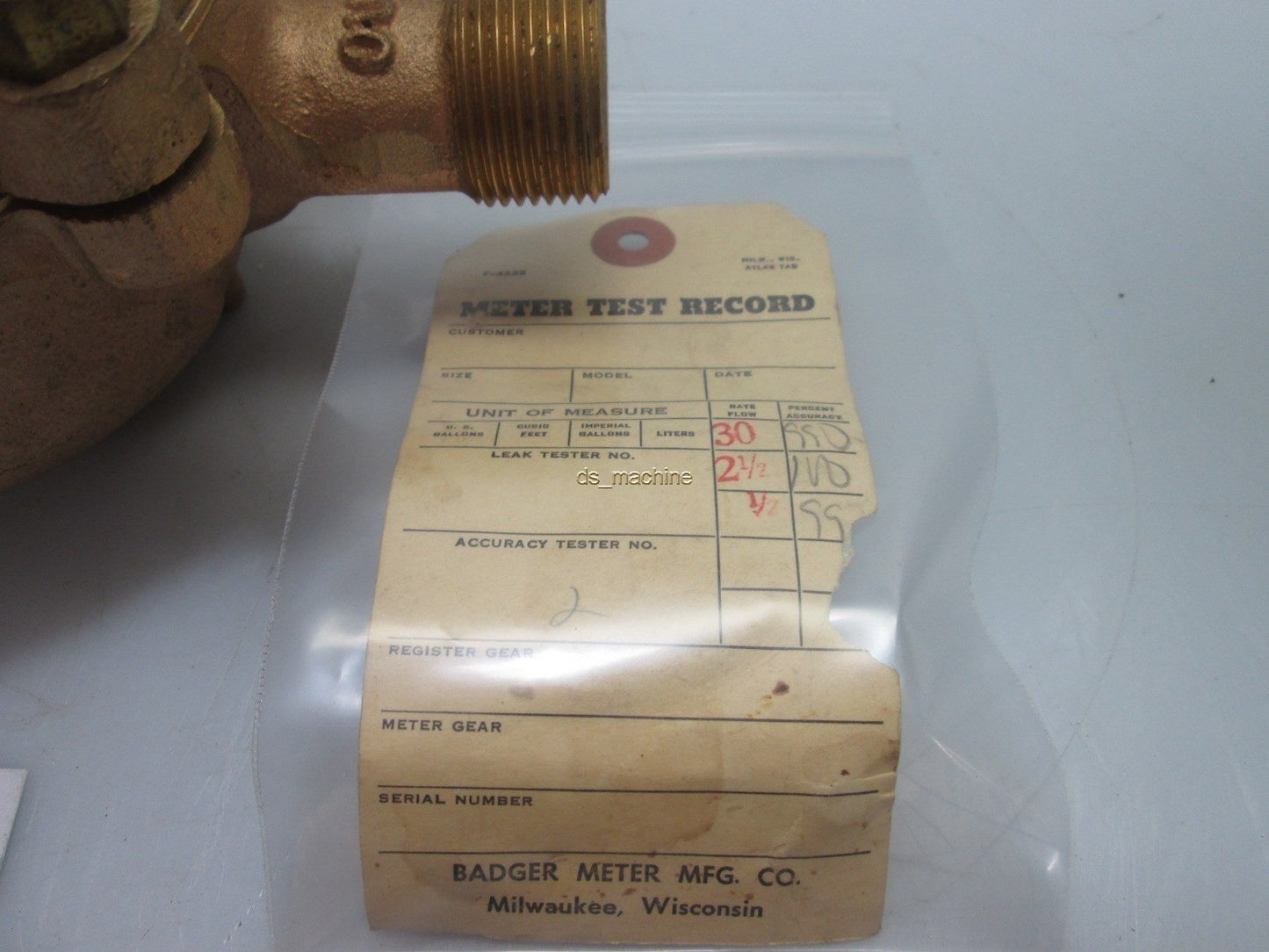 Used Badger 11956179 Flow Meter Dial SOT Gallons, 3/4-SC, 1" NPT
