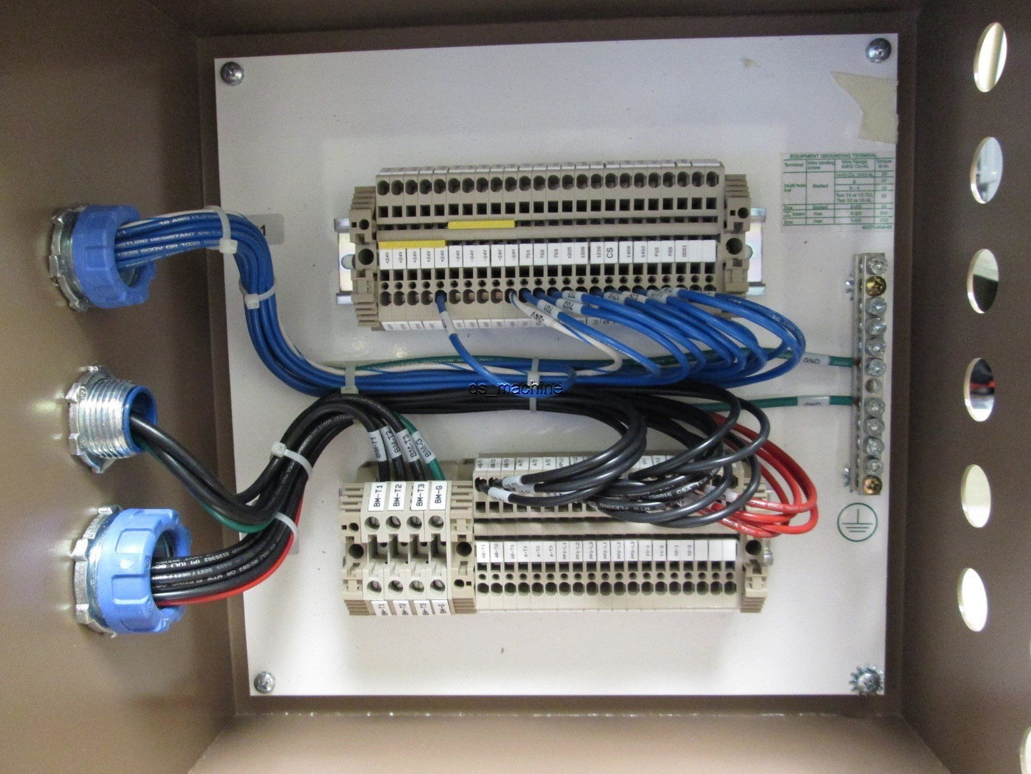 Used Delta 12" x12"x8" Control Enclosure 37 Terminal Blocks, Grounding Bar, Gasket