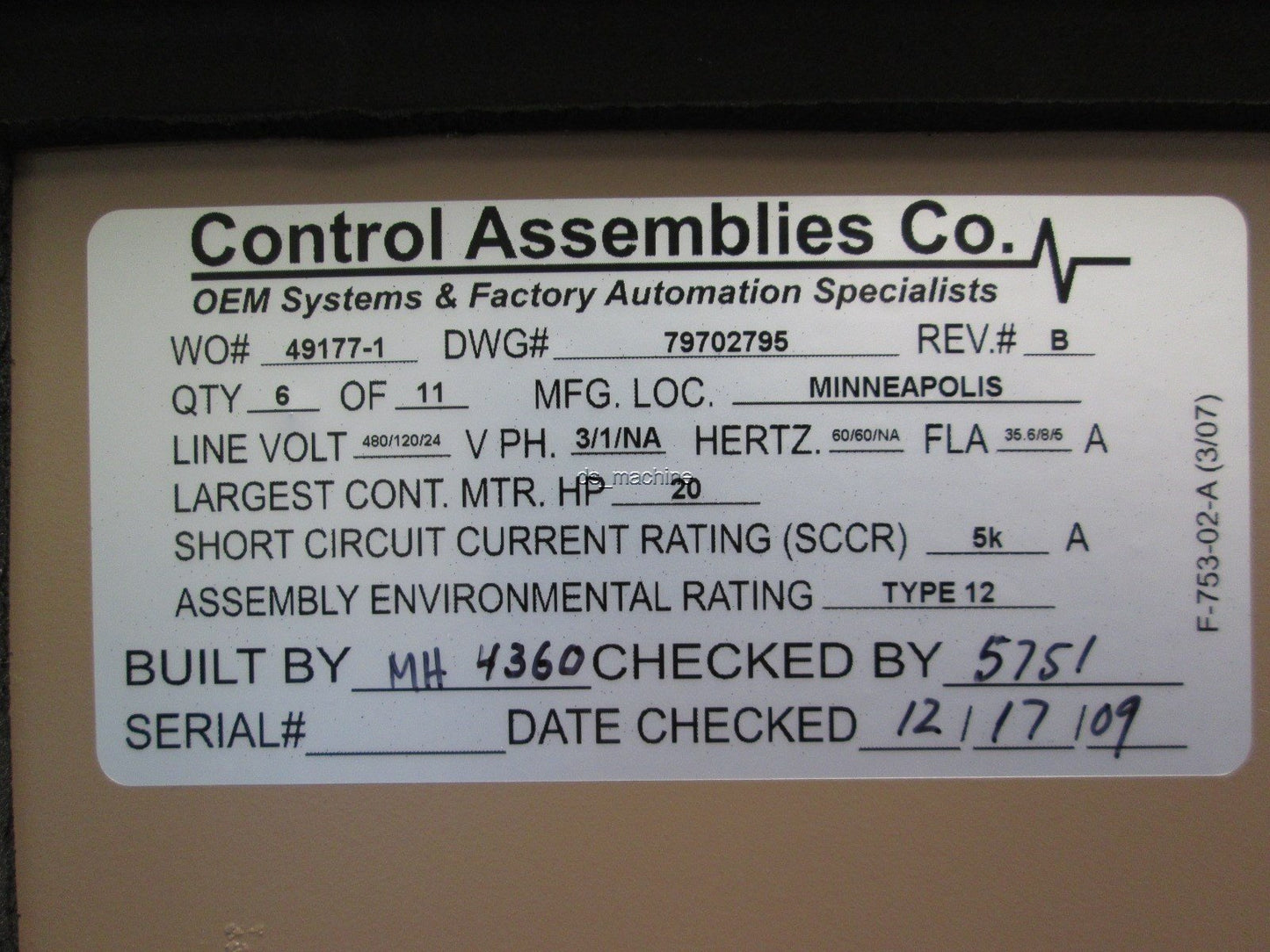 Used Delta 12" x12"x8" Control Enclosure 37 Terminal Blocks, Grounding Bar, Gasket