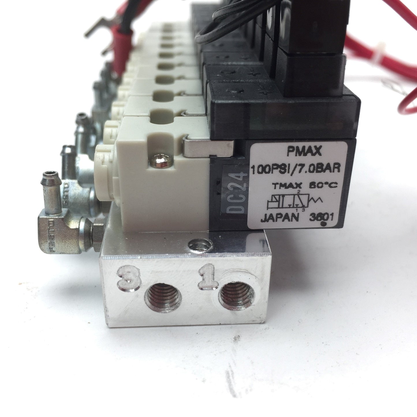 Used Lot of 10 Parker A00SC231P Pneumatic Solenoid Valve Manifold 24VDC NC 3Way 2Pos