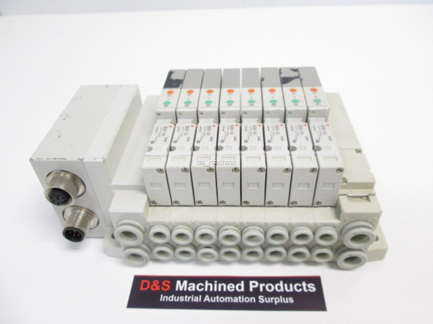 Used SMC SX3247-5FU Bank of 8 Pneumatic Solenoid Valves, 24VDC Coil