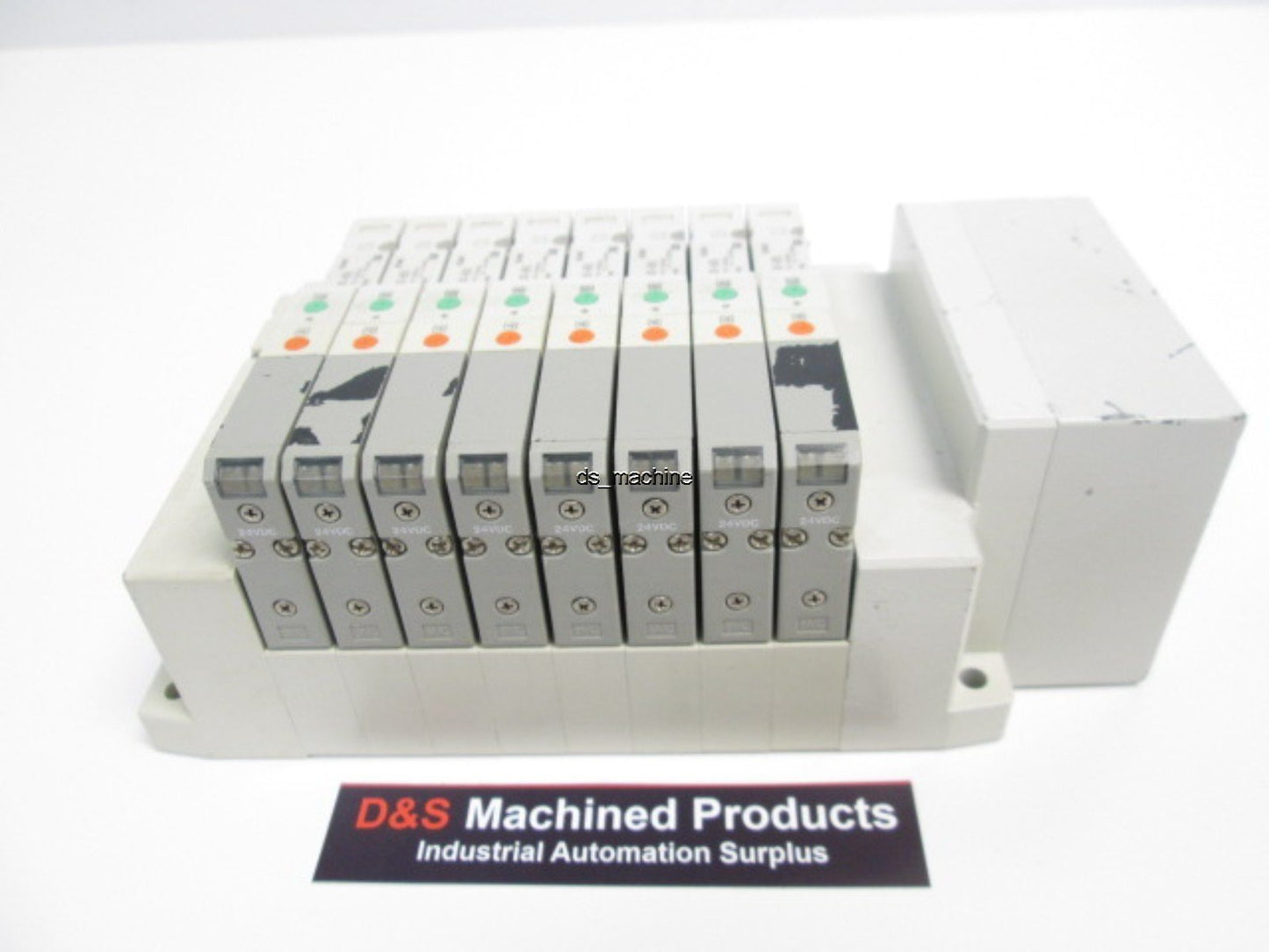 Used SMC SX3247-5FU Bank of 8 Pneumatic Solenoid Valves, 24VDC Coil