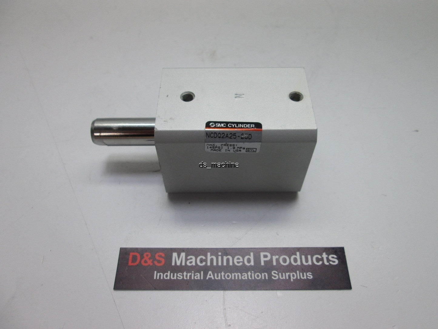 Used SMC NCDQ2A25-23D Compact Cylinder, 24mm Travel, 12mm Shaft Diameter, 145PSI
