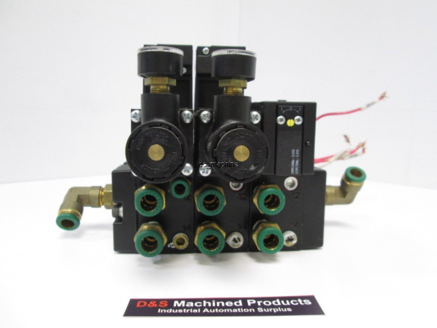 Used Parker F31VXPH023A Bank of 3 Pneumatic Solenoid Valves, 120V, 5 Port, 145 PSI