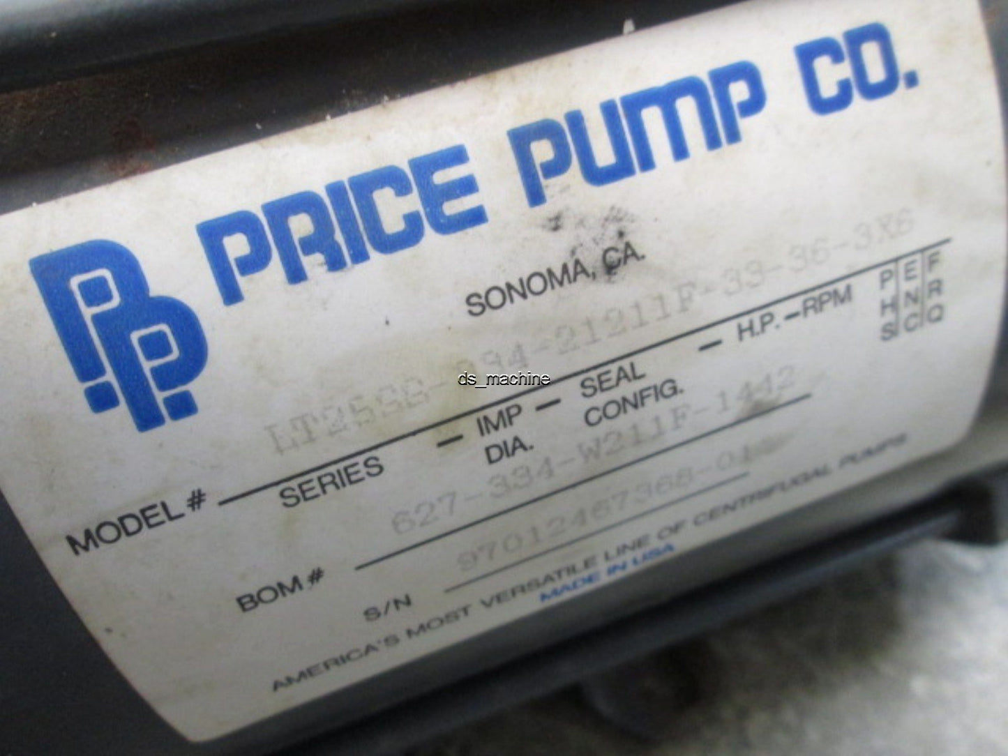 Used Price Pump LT25SS-334-21211F-33-36-3X6 1/3HP 3450/2850RPM 230/460VAC 3PH