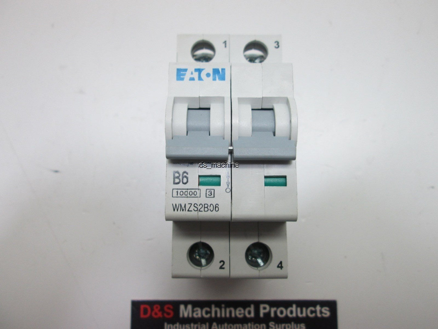 Used Eaton WMZS2B06 Thermal Magnetic Circuit Breaker, B-Curve, 2-Pole, 6A, 277/480VAC