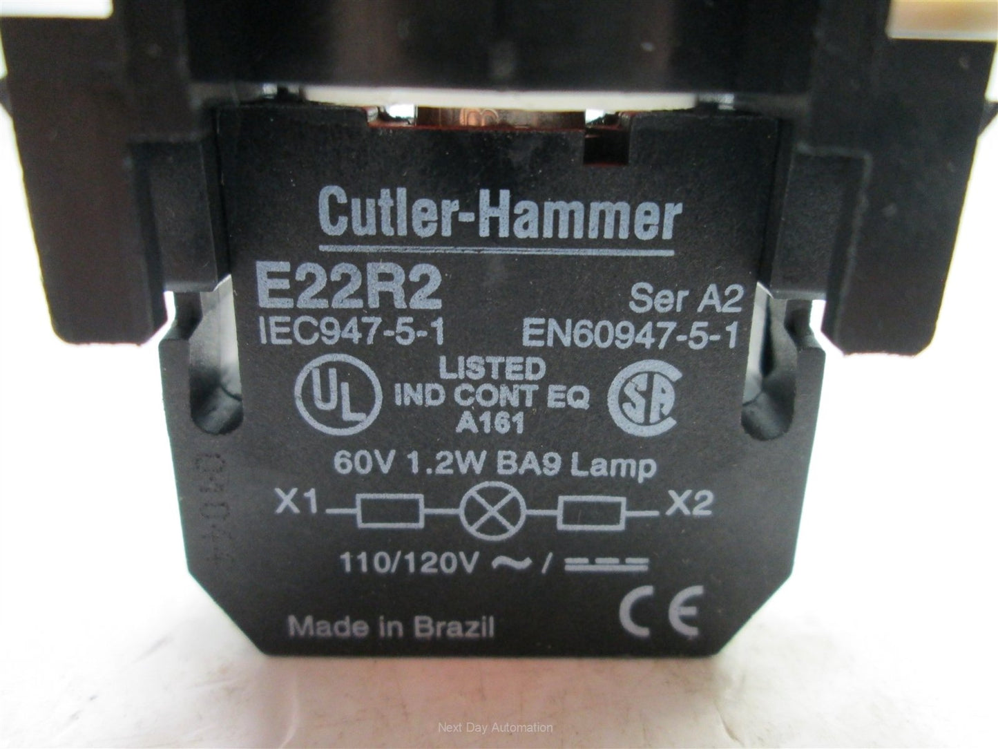 Used Cutler Hammer E22R2 Red Momentary Illuminated Pushbutton, 110/120V