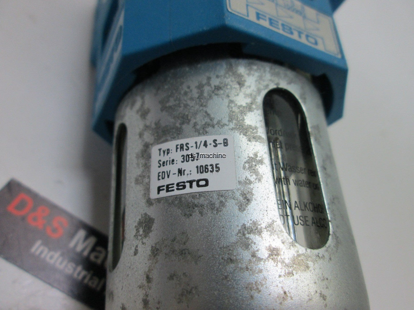 Used Festo FRS-1/4-S-B LF-1/4-S-B Filter Regulator w/Festo WA-1-B Condensate Drain