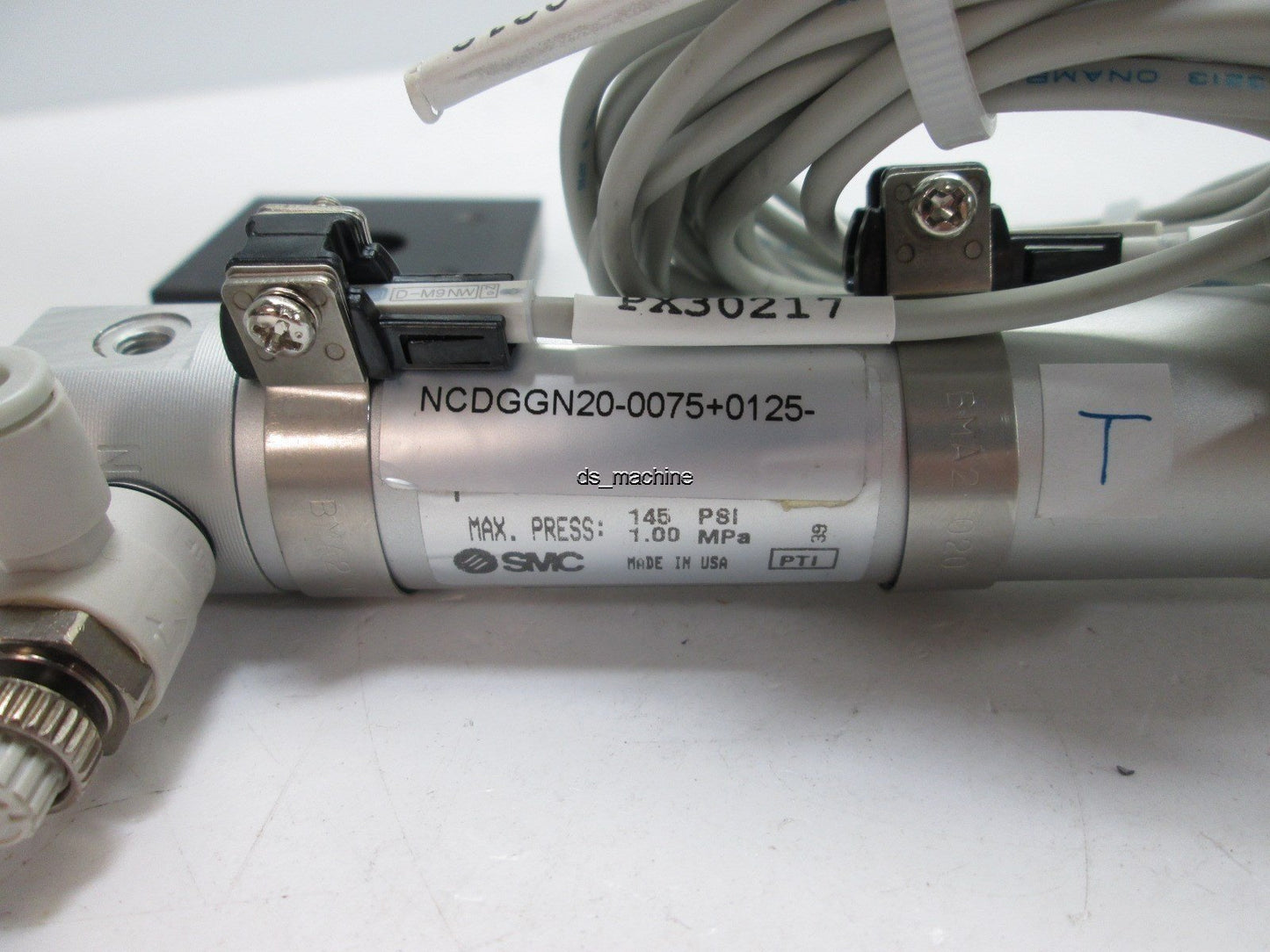Used SMC NCDGGN20-0075+0125-M9NWM4-XC11 Air Cylinder w/x4 SMC D-M9NW Auto Switches