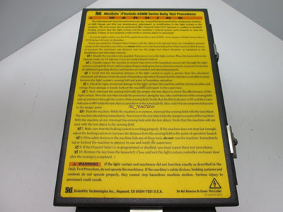 Used STi 43268-05 Light Curtain Controller, 117VAC - 25A 50/60Hz Input, 220VAC Output