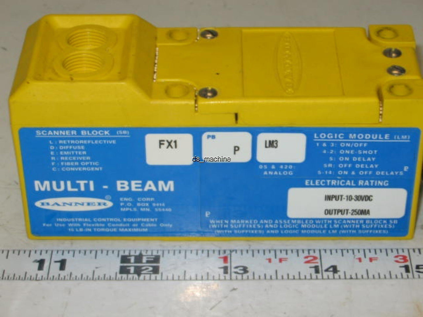 Used Banner FX1-P-LM3 Complete MULTI-BEAM Fiber Optic Sensor