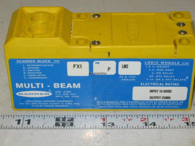 Used Banner FX1-P-LM3 Complete MULTI-BEAM Fiber Optic Sensor