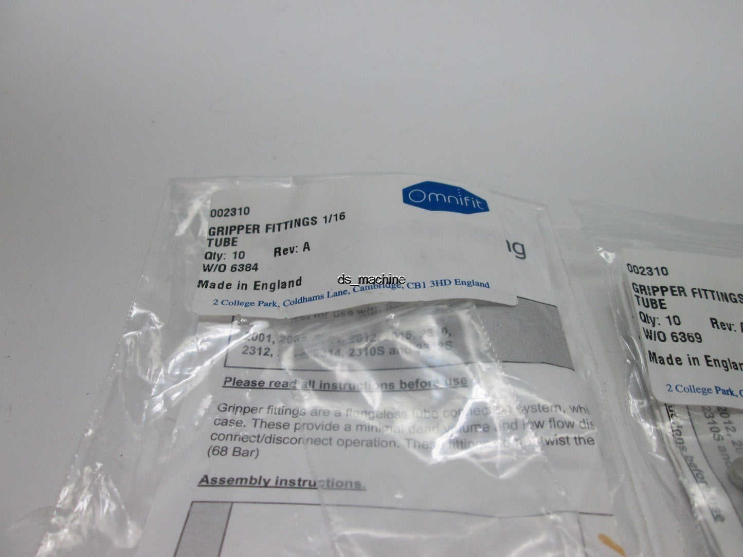 Used Lot of 28 Omnifit 002310 Rev-A 1/16" Tube Gripper Fittings