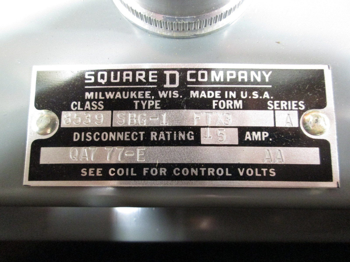 New Square D 8539 SBG1 Motor Control Cabinet 15A 3 Pole Breaker NEMA 0 Starter