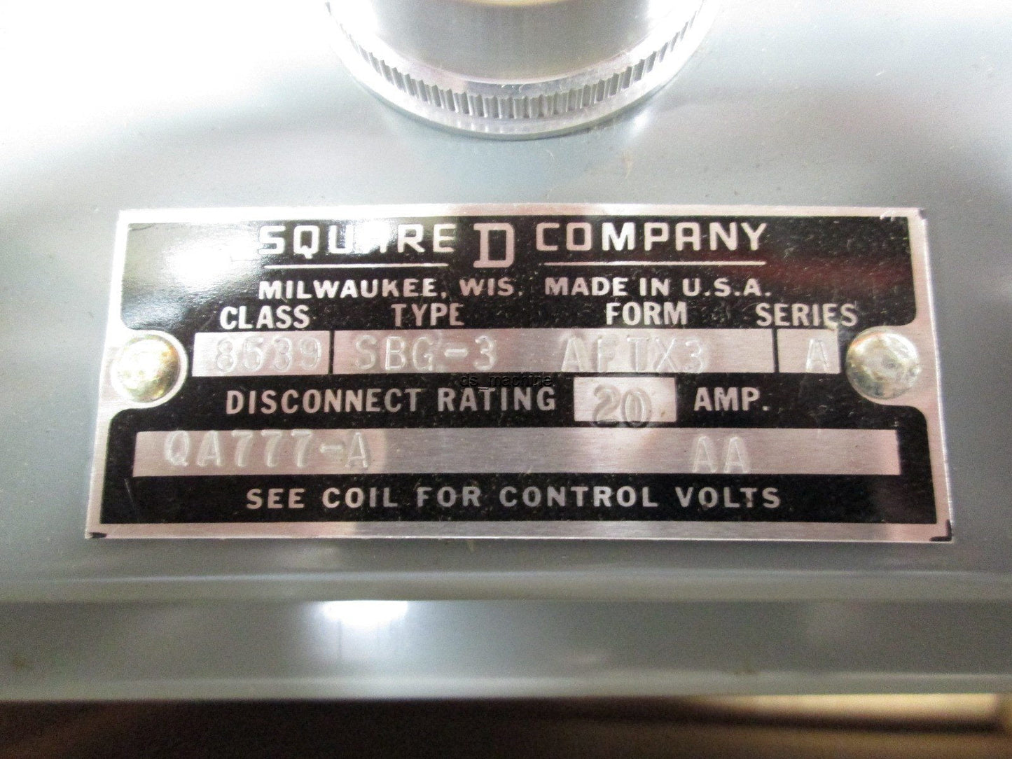 New Square D 8539 SBG3 Motor Control Cabinet 20A 3 Pole Breaker NEMA 0 Starter