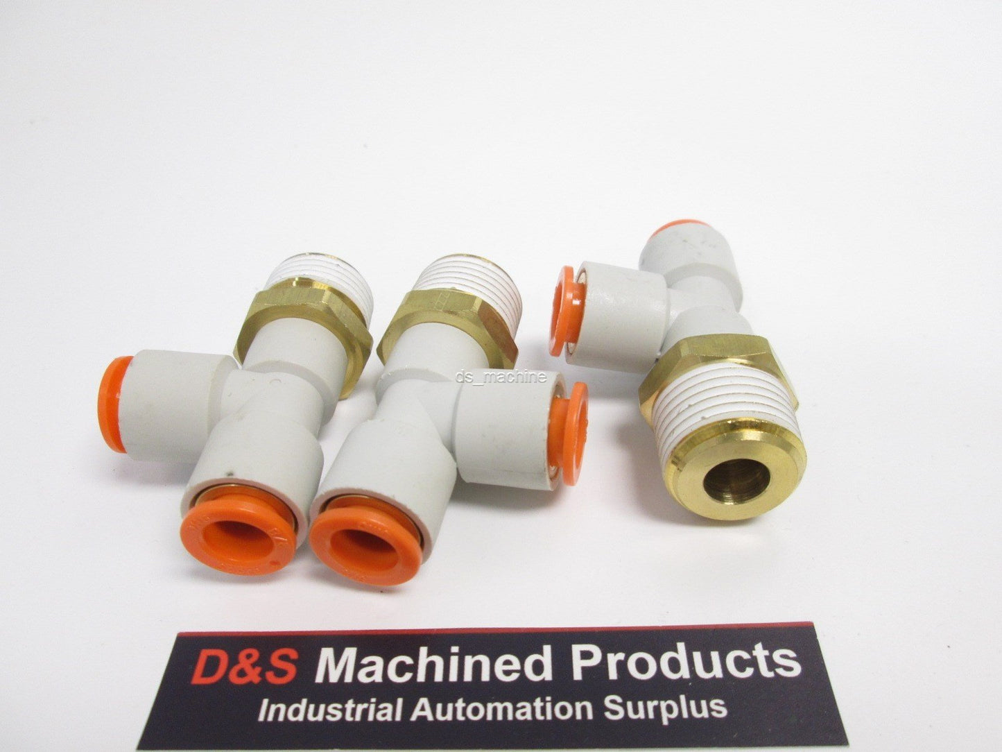 New – Open box Lot of 3 SMC KQ2Y11-37S Pneumatic Tee Fittings, 1/2" NPT, 3/8" Tubing
