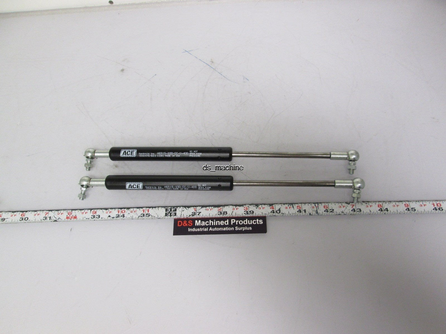 Used Lot of 2 ACE AGS15-100-CC-V-400 Gas Spring 15mm Body 100mm Stroke 400N Force