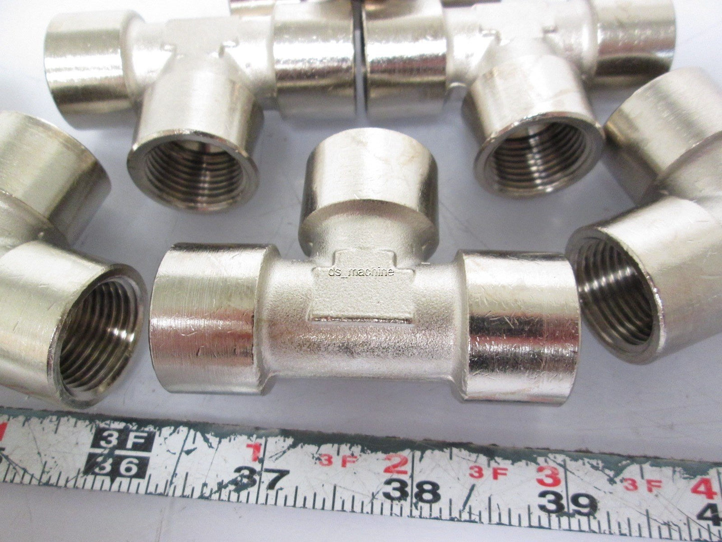 New Lot of 7 New BSPP 1/2" Nickel-Plated Brass Female Tee Connectors 1450 PSI @ 72°F