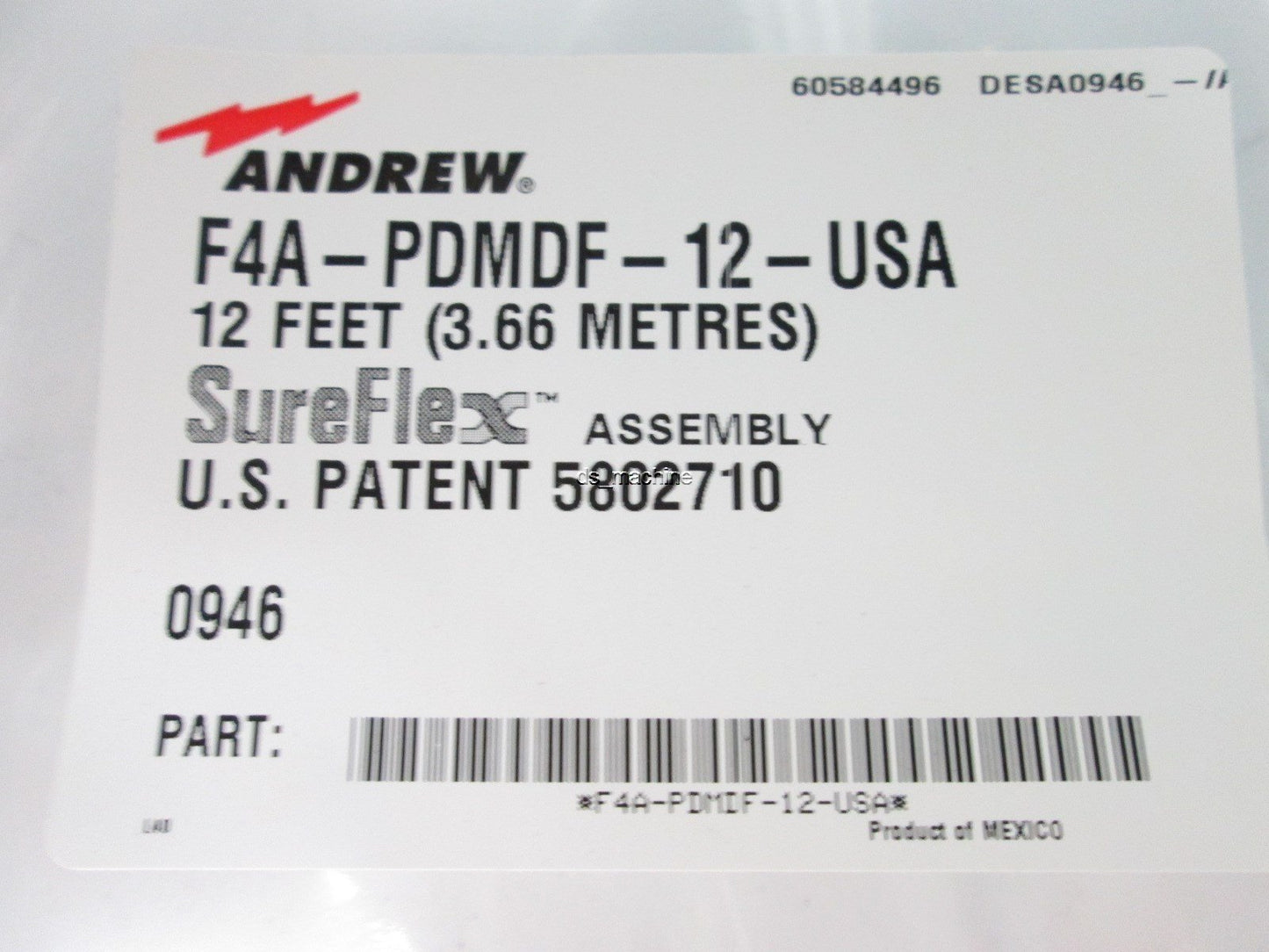 New Andrew F4A-PDMDF-12 SureFlex Assembly Cable 12FT -NEW