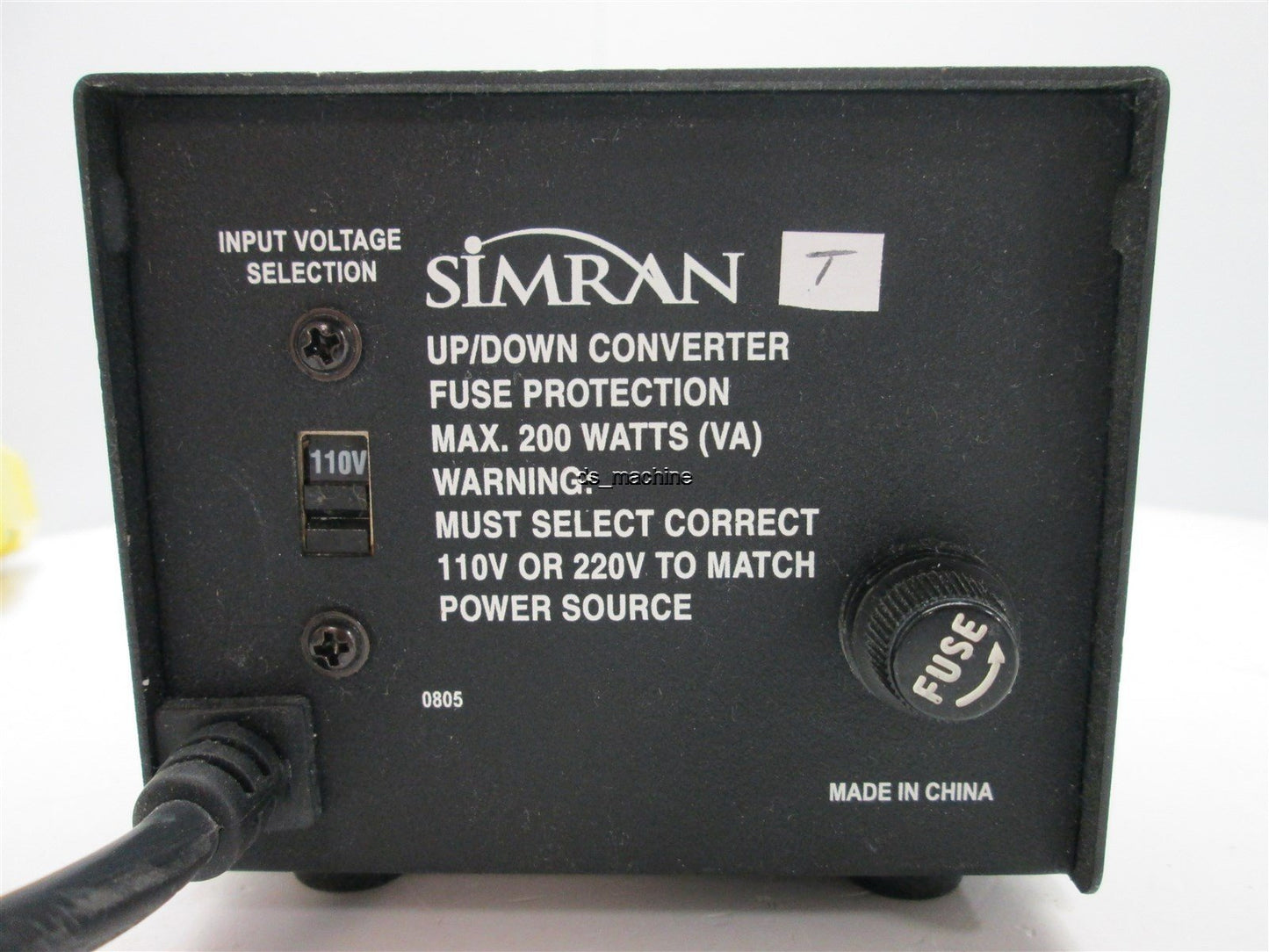 Used Simran SM-200DE 230V Up/Down Converter with Fuse Protection, 120VAC Input, 230VA