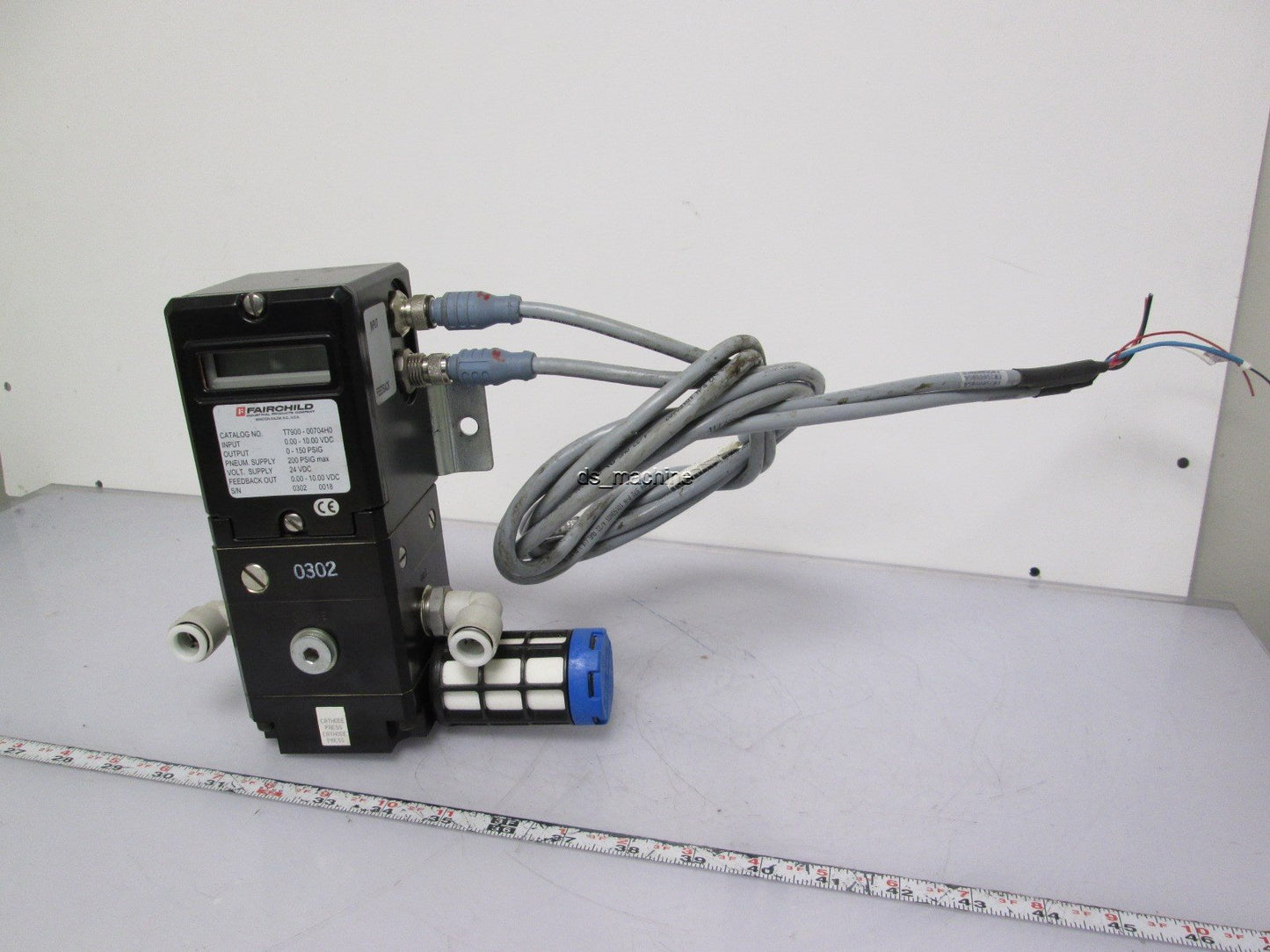 Used Fairchild T7900-00704H0 Pneumatic Pressure Transducer 0-150PSI to 0-10VDC 24VDC