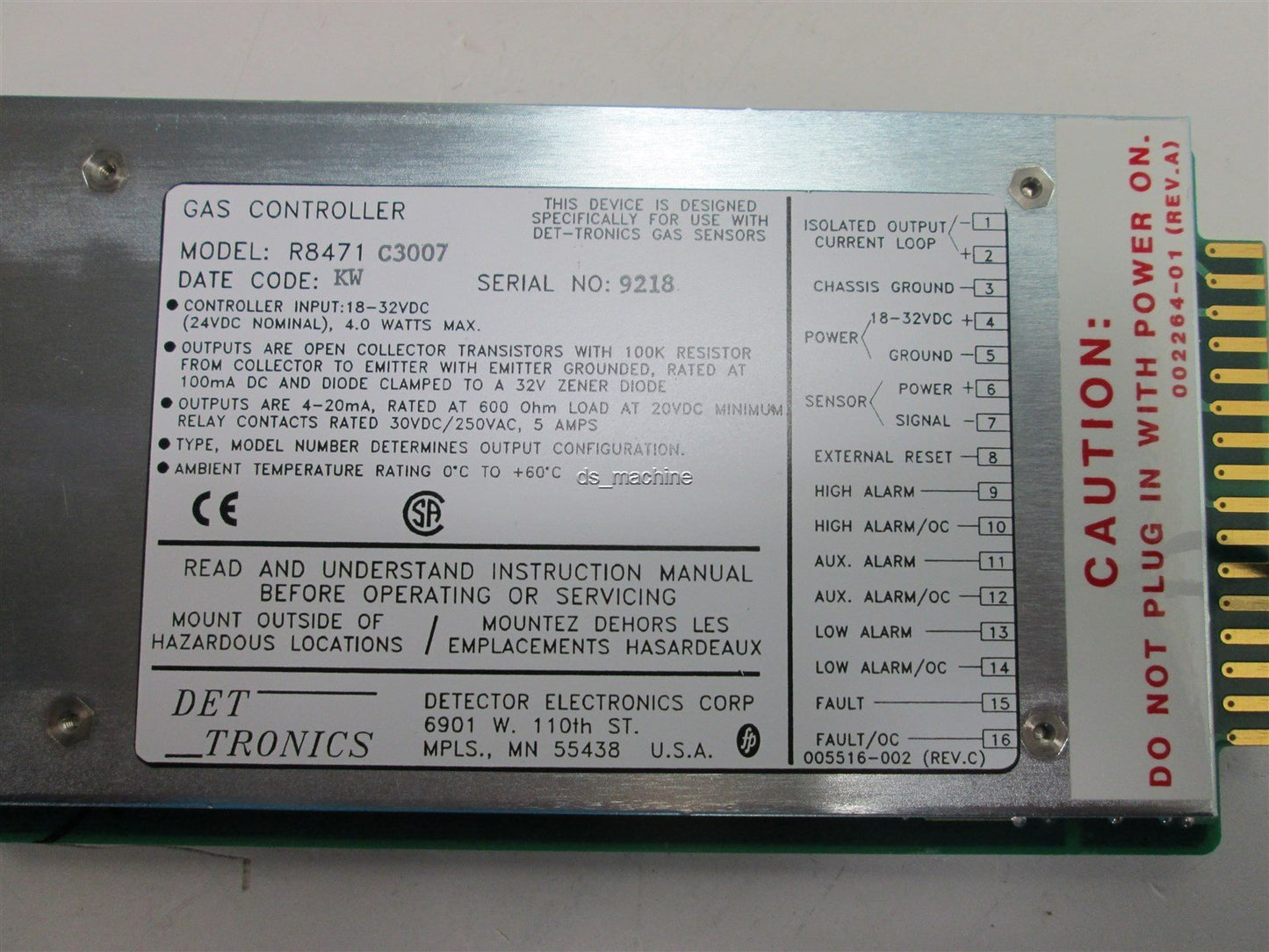 New Det-Tronics R8471 Oxygen Gas Controller Card 24VDC R8471-C3007
