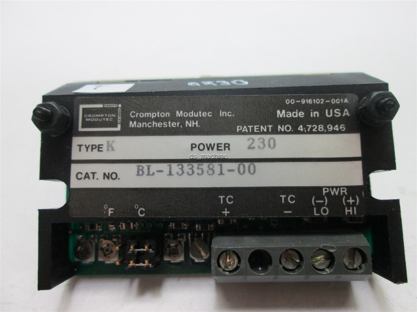 Used Crompton Modutec BL-133581-00 Temp Display Type K Power 230