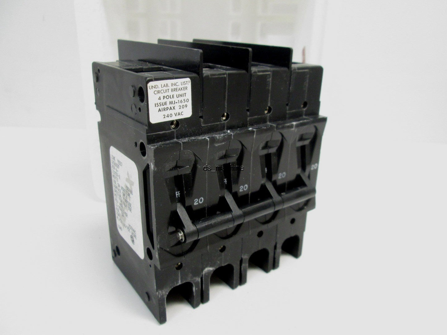 New Airpax MJ-1650 LR26229 209-4-21937-2 Circuit Breaker, 4-Pole, 20A w/Aux