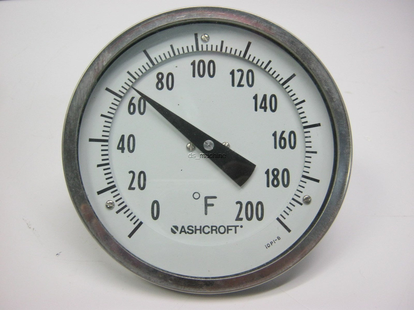 Used Ashcroft Bi-Metal Thermometer 0-200F, 5" Face, 1.75" Probe, 1/2" NPT, Hinged