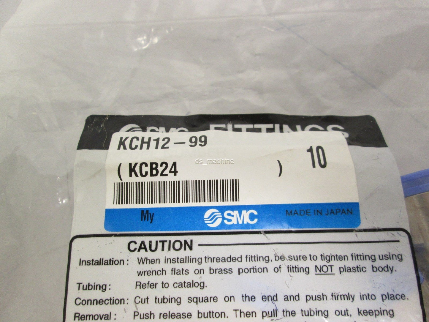 New Bag of 10 SMC KCH12-99 12mm Pneumatic Fittings w/ Self Seal for Tube Removal