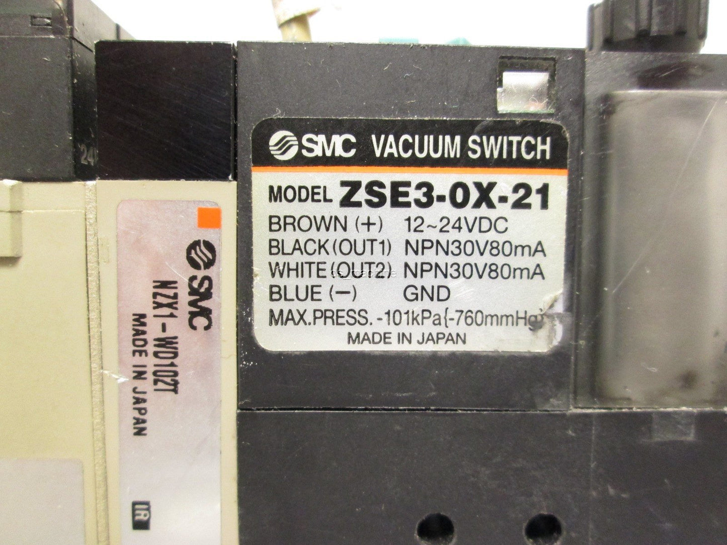 Used SMC NZX1102-K15lZ-D 21L Vacuum Ejector -101kPa 12-24VDC NPN