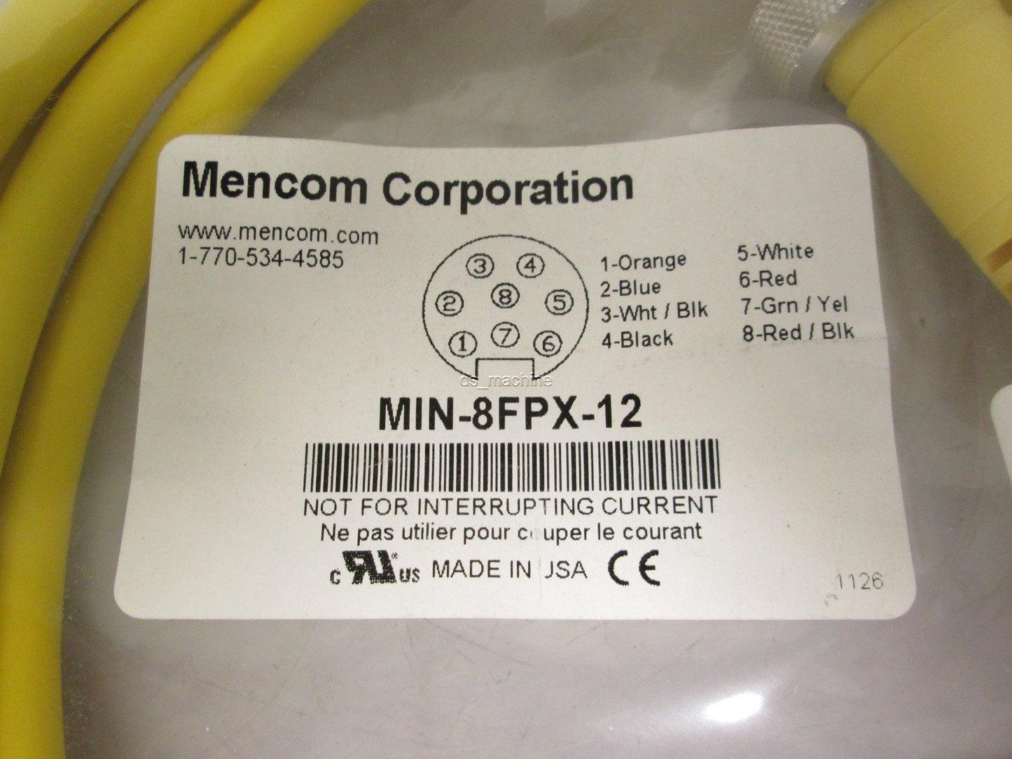 New Mencom Corporation MIN-8FPX-12 Cordset 8-Pole Female Plug 12' 18AWG 300V 5A