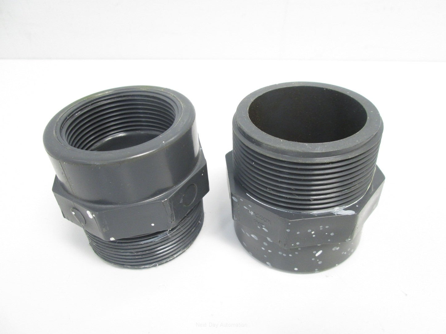 Used Pair of Plasson 050201020015 PVC Threaded Fittings, 2"OD, 1.5"ID