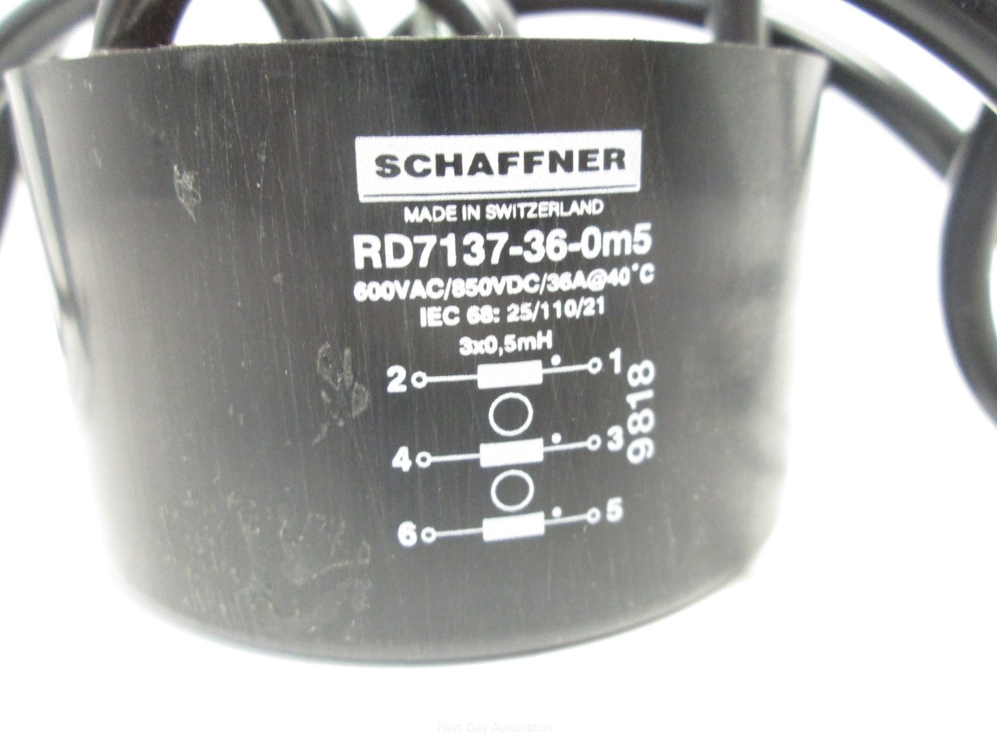 Used Schaffner RD7137-36-0m5 Current Compensated Choke, 600VAC/850VDC, 36A
